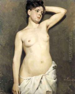 Female model academic study by Albert Edelfelt