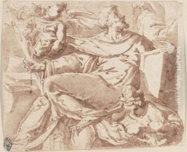 A Monastic Saint Holding A 
Crucifix, A Lily And A Tablet, Overcoming An Allegorical Figure Of Vice - view 1