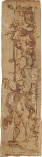 Study For A Decorative Panel With A Putto And Gryphon - view 1