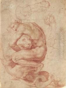 Hercules And The Nemean Lion by Rancesco De' Rossi (see Salviati, Cecchino Del)