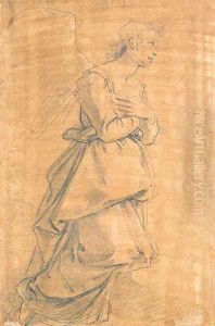 he Archangel Gabriel kneeling to the right by (Jacopo Chimenti) Empoli