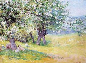 Sheep under the Apple Blossoms by John Joseph Enneking