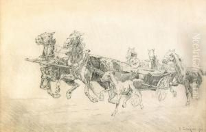 Running Horse Carriage by Nikolai Semenovich Samokish