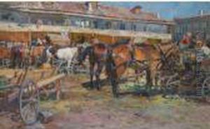 Resting The Horses by Nikolai Semenovich Samokish