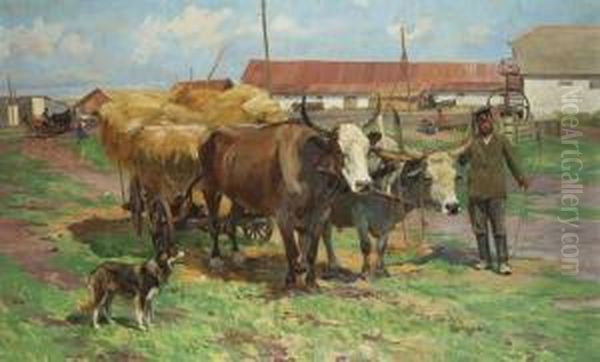Ox-cart In A Farmyard - view 1