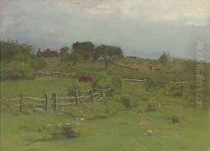 Cattle Grazing with a Farm in the Distance by John Joseph Enneking