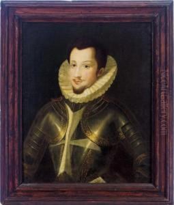 Portrait Of A Knight Of Malta, Half Length, Wearing Armor by Alonso Sanchez Coello
