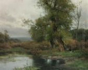 Shepherds Resting By A Pond by Emilio Sanchez-Perrier