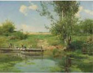 Laundry At The Edge Of The River by Emilio Sanchez-Perrier