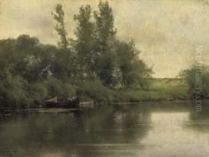 Figures In A Boat In A River Landscape Figures In A Boat In A River Landscape
