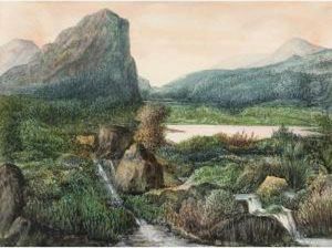 Paysage De Montagne, Lac Et Chutes D'eau Paysage De Montagne, Lac Et Chutes D'eau