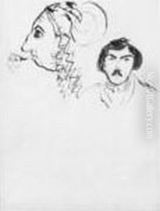 Autocaricature Avec Delacroix (n.d.) by George (nee Dupin) Sand