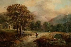Figures On Path Over Bridge by Robert Sanderson