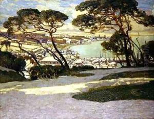 Newlyn Penzance in the distance from Geoffrey Garniers Garden by Sir Alfred East