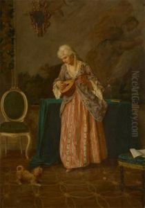 Joueuse De Mandoline Et Son Chien