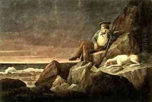 Solitude watching the horizon at sun set in the hope of seeing a vessel Tristan da Cunha in the South Atlantic by Augustus Earle