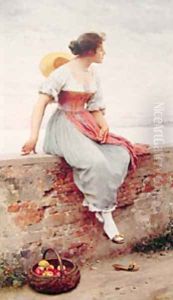 A Pensive Moment by Blaas Eugen De