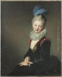 La Jeune Femme Au Billet Doux Ou
 Portrait Presume De Mademoiselle Christine-antoinette-charlotte 
Desmares by Jean-Baptiste Santerre