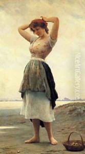 On The Beach by Blaas Eugen De