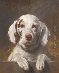 Bianco, a hound at a kennel door by Otto Eerelman