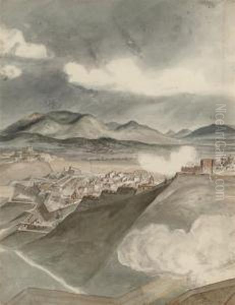 A View Of A Walled Town; And Soldiers Defending A Walled Town - view 1