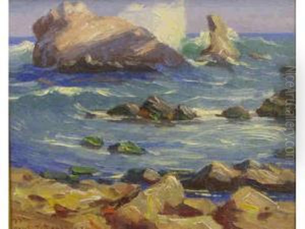 California Coast Line With Crashing Waves - view 1