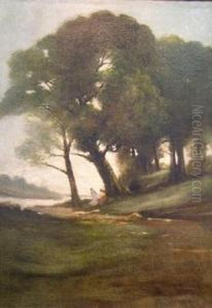 Wooded Landscape With Figures By A Stream - view 1