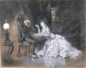 Scena D'interno Con Personaggi by Giulio Artistide Sartorio
