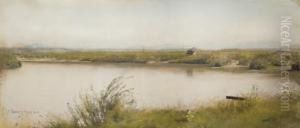Vue D'un Lac Dans La Campagne Romaine, Des Collines A L'arriere-plan Vue D'un Lac Dans La Campagne Romaine, Des Collines A L'arriere-plan