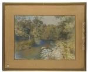 River Landscape by Giulio Artistide Sartorio