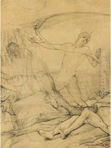 Allegorical Sea Figure And Bodies by Giulio Artistide Sartorio