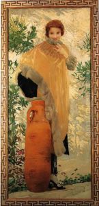 Portrait Of A Lady By An Urn by Giulio Artistide Sartorio