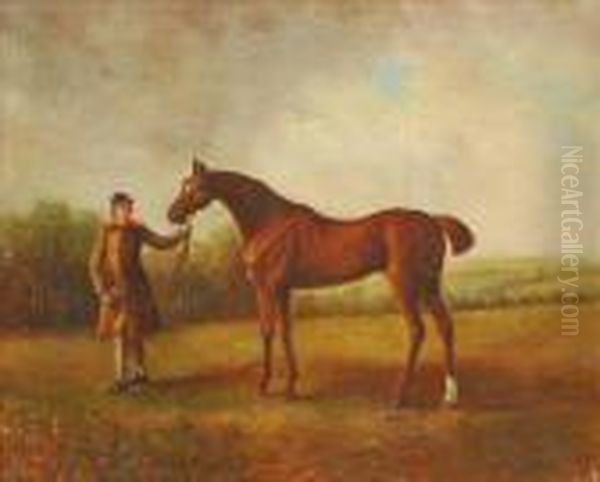 Horse And Groom Ina Landscape - view 1