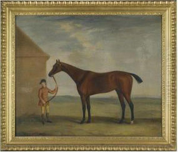 Portrait Of Henry Compton's Racehorse Highflyer, Held By A Groom - view 1