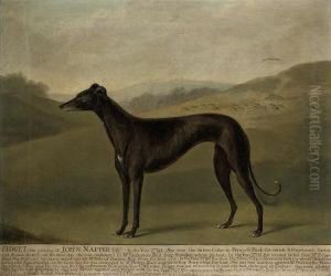 Fidget, A Greyhound, In A Landscape by J. Francis Sartorius