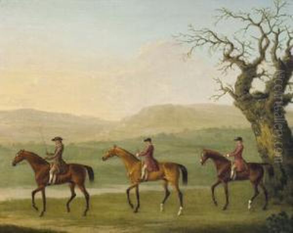 "exercising Horses On The Downs"
 Inscribed With The Artist's Name And The Title Of The Work On A Later 
Label Verso, Also Indistinctly Inscribed On A Section Of Wood Attached 
To The Reverse Of The Stretcher - view 1