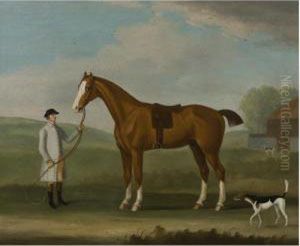 A Chestnut Hunter And His Groom by J. Francis Sartorius
