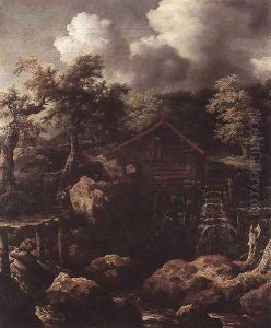 Forest Scene with Water-Mill c. 1650 by Allaert van Everdingen