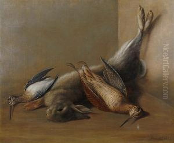 Dead Game In An Interior - Woodcock, Snipe And Rabbit - view 1