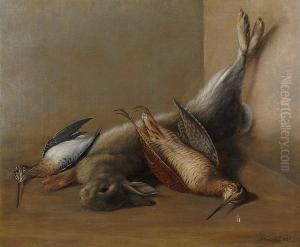 Dead Game In An Interior - Woodcock, Snipe And Rabbit by J. Francis Sartorius