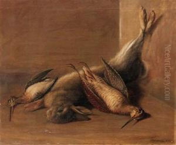 Dead Game: A Woodcock, A Snipe And A Rabbit In An Interior - view 1