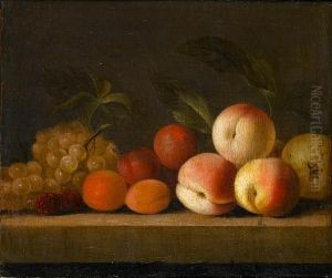 Peaches, Apricots, Plums, Grapes And Otherfruit On A Stone Ledge by William Sartorius