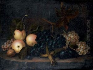 Nature Morte Aux Raisins, Pommes, Prunes Et Noisettes Sur Unentablement by William Sartorius