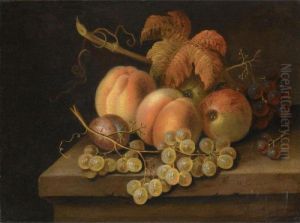 Still Life With Peaches, Apples, Grapes And Plums On A Stone Ledge by William Sartorius