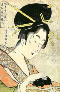 Midoriki from the Wakamatsuya Establishment, from the series "Contest of Beauties in the Pleasure District" 1795-96