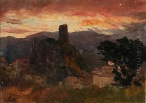 Tramonto, Il Sole, Olevano Romano Da Casa Balbi Tramonto, Il Sole, Olevano Romano Da Casa Balbi