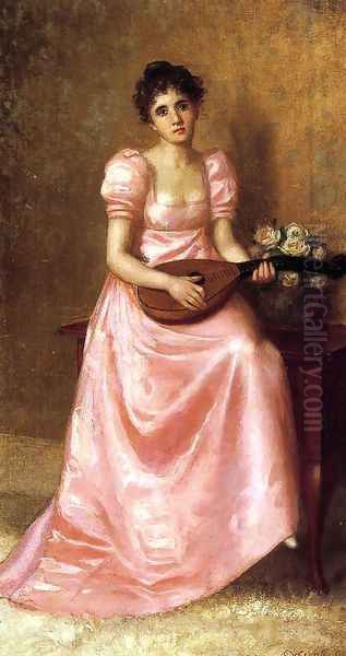 Woman Playing a Mandoliln - view 1