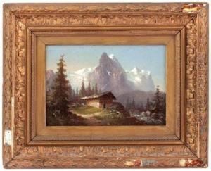 Almhutte Mit Wellhorn, Wetterhorn Und Rosenlauigletscher