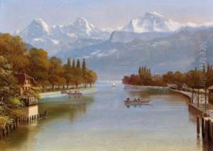 Thun Am Thuner See Mit Eiger by Hubert Sattler