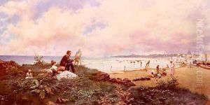 The Artist And His Family On The Beach At Biarritz